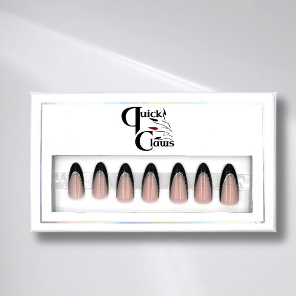 Black tips elegant press on nails - Picture 3 of 4